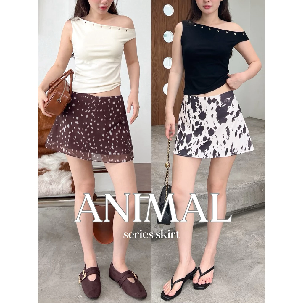 SHOP.POPO-Animal Series Skirt กระโปรงสั้นลายbambi ลายcow