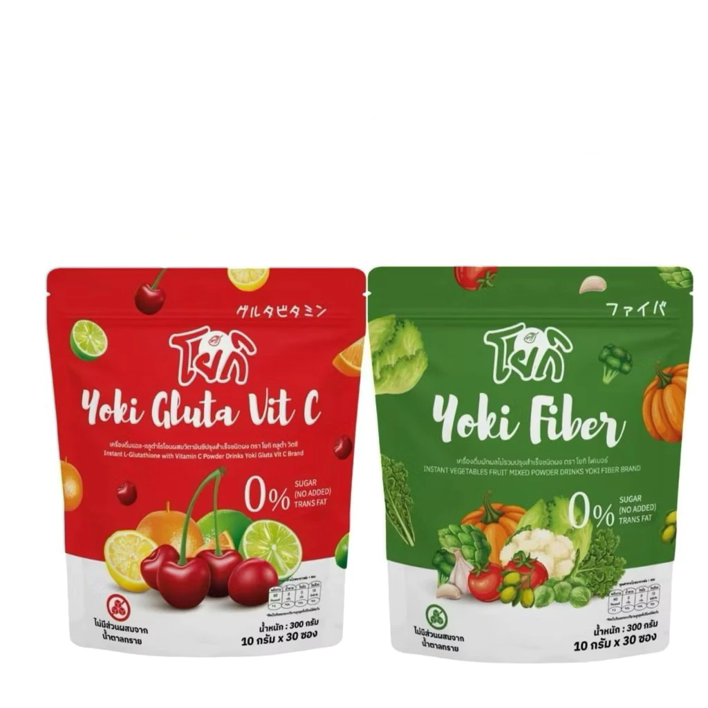 Yoki Gluta Vit C โยกิ กลูต้า วิต ซี & โยกิ ไฟเบอร์ผัก มี 2 สูตร (1 ห่อ 30 ซอง)