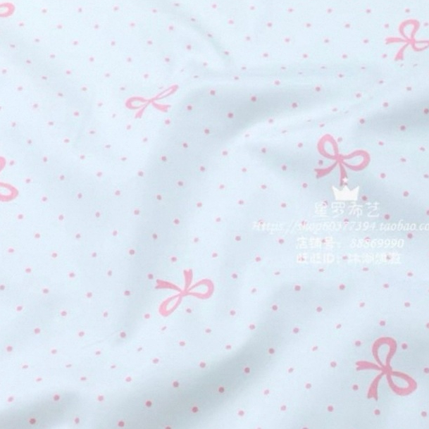 ผ้าคอตตอน 100% คอตตอนทอทวิล ผ้าเมตร ตัดขายเป็นเมตร ผ้าหน้ากว้าง 1.6 เมตร ลายโบว์จุด