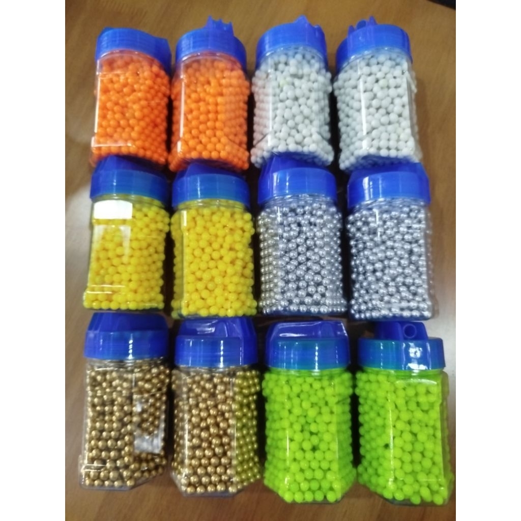 เม็ดกลมพลาสติก เม็ดกลมขนาด6mm. บรรจุ1200เม็ด(แบบกระปุก)