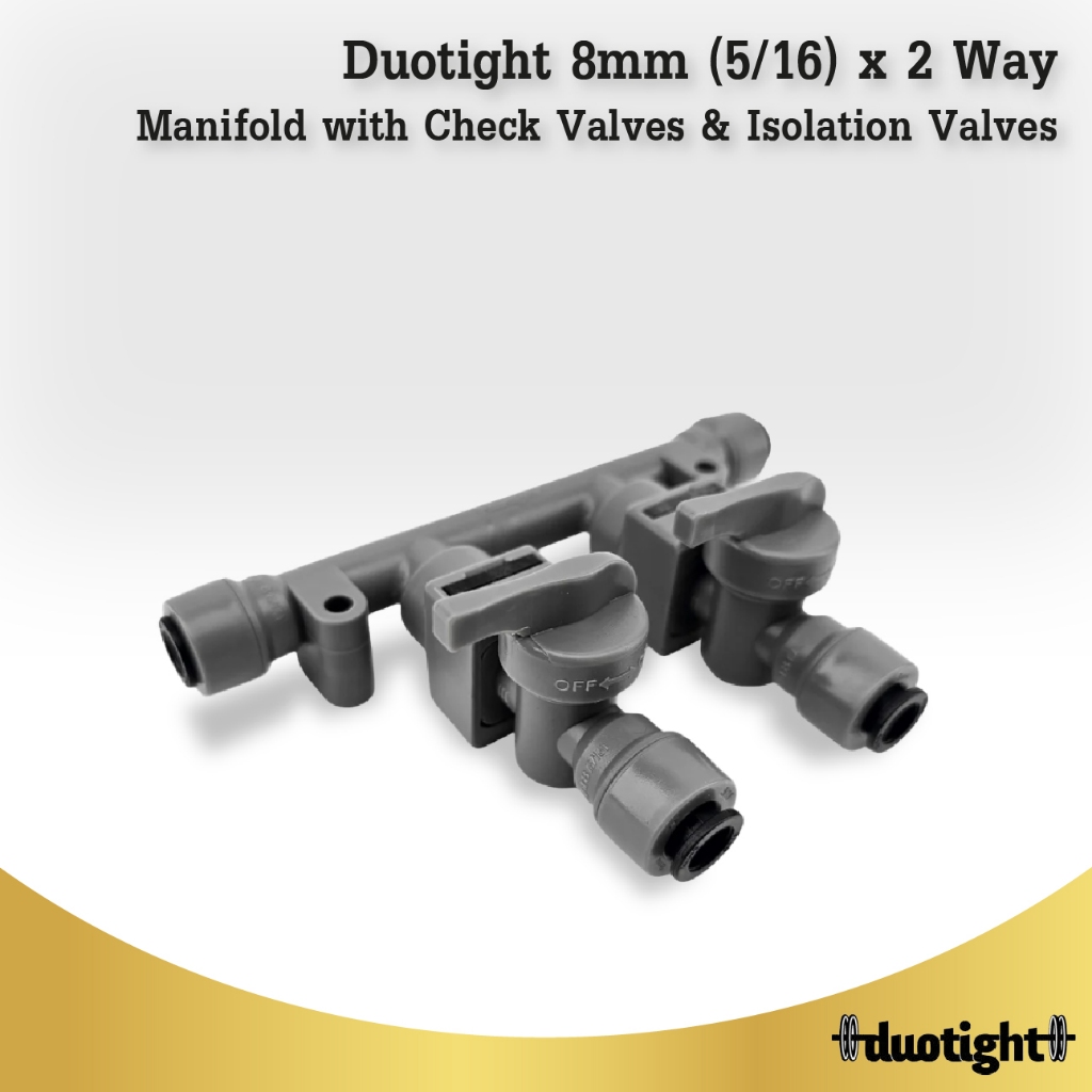 KL46220 8mm (5/16) duotight x 2 Way Manifold with Check Valves & Isolation Valves