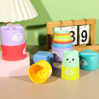 🎈พร้อมส่ง🎈ถ้วยหัดเรียง Stacking Cups เรียนรู้สี ตัวเลข ABC ถ้วยเรียงซ้อน ถุงตาข่าย แบบกล่อง เสริมพัฒนาการ เสริมทักษะ
