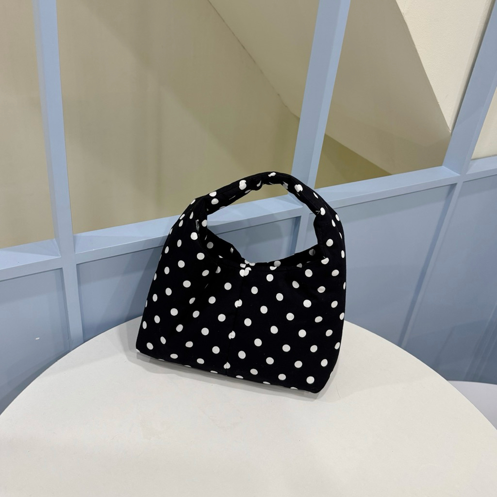Himawari Baggu Midnight Polka Dot Mini Butter Bag (Cotton)