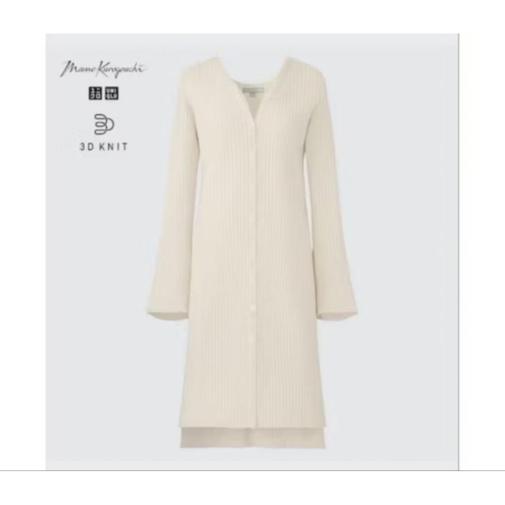 F16 เสื้อคาร์ดิแกนยาวผ้าริบ 3D uniqlo