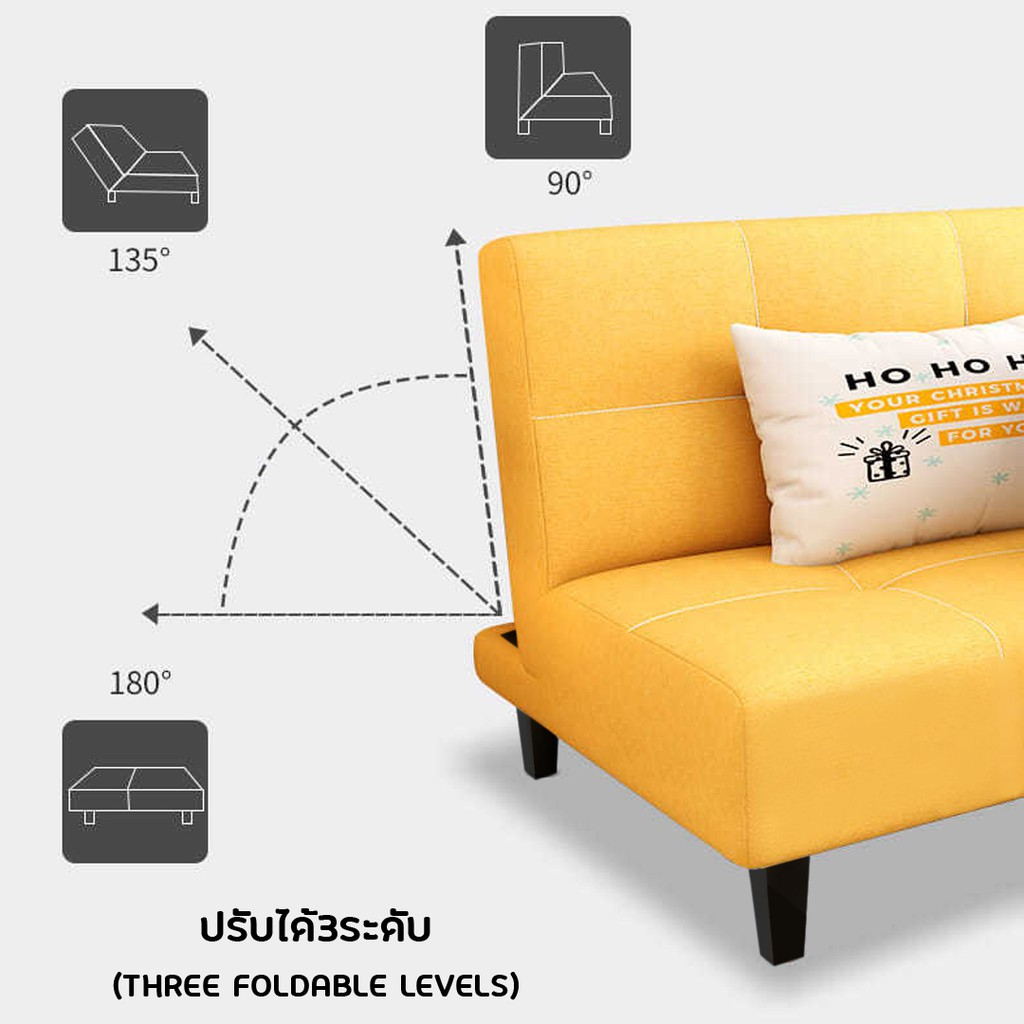 พร้อมส่ง KENZZO: โซฟา โซฟาผ้าแคนวาส 2/3/4 ที่นั่ง ปรับนอนได้ 3 ระดับ ทูอินวัน ( OLLY Foldable Sofa Bed ) - รูปที่ 5