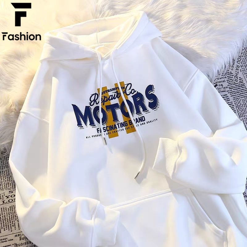 เสื้อเเขนยาวมีฮู้ด เสื้อเเขนยาวทรงหลวม ใส่สบายเเฟชั่น UNISEX - รูปที่ 7