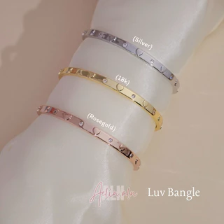 Luv Bangle - กำไลข้อมือ ประดับหัวใจนูน มี 3 สี (#BG9-02) แพ้ง่ายใส่ได้ค่ะ