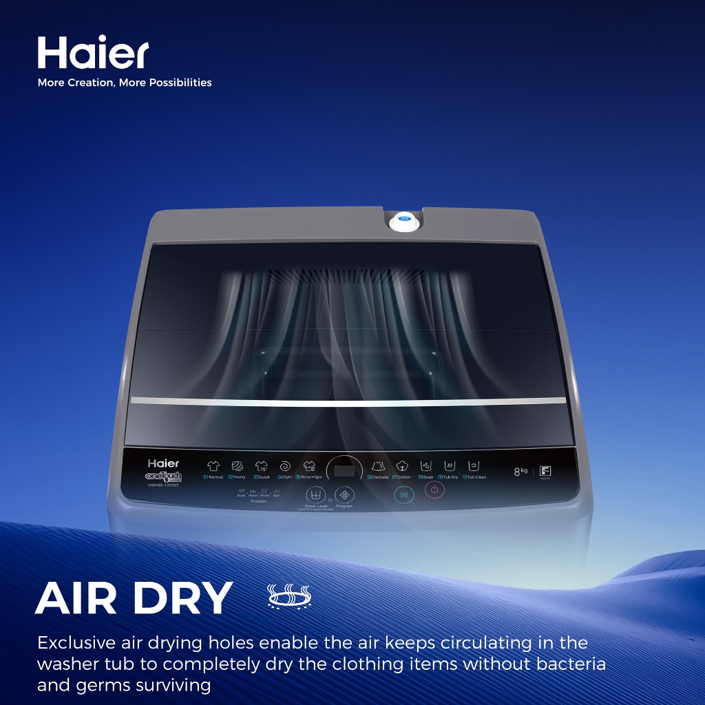 [ใช้HAIE200WMลด200]Haier เครื่องซักผ้าฝาบนอัตโนมัติ ความจุ 8 kg รุ่น HWM80-1269S2 - รูปที่ 3