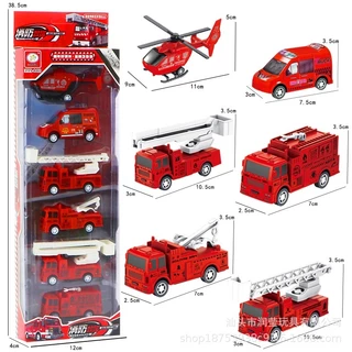 JoyToys รถบรรทุกของเล่นหกคันสำหรับเด็กรถบรรทุกของเล่นเฉื่อย, รถดับเพลิงแบบจำลองโรงเรียนอนุบาล