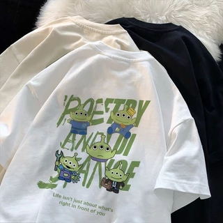 🚚【จัดส่งจากไทย】เสื้อยืดแขนสั้นพิมพ์ลายการ์ตูนน่ารัก คอกลม ผ้าหนา ไซส์ใหญ่