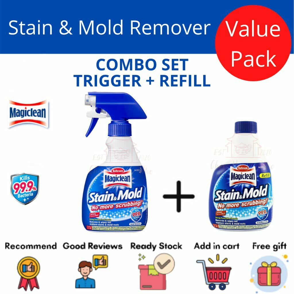 แพ็คคู่ (รีฟิล+สเปรย์) Magiclean Stain&Mold สเปรย์ขจัดคราบและเชื้อรา ขนาด 400ml.