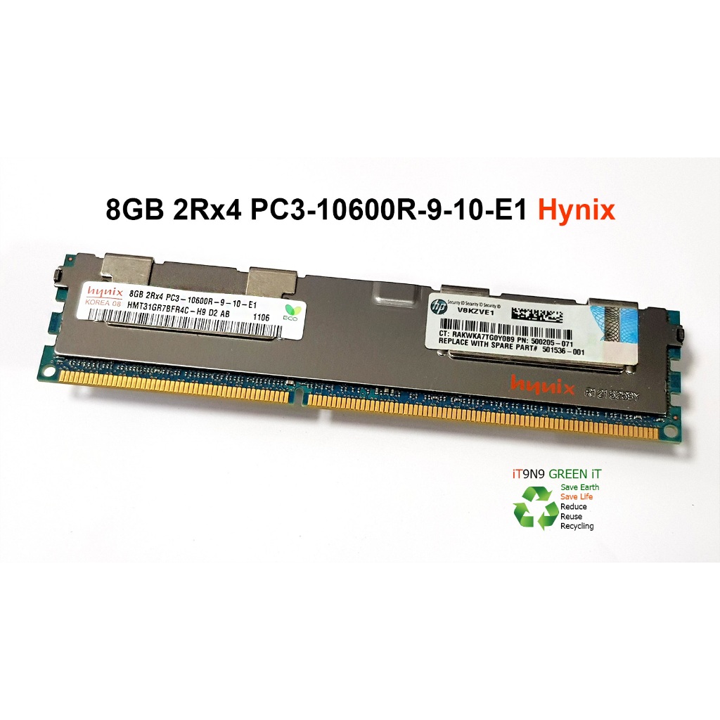 แรม REG ECC RAM 8GB 2Rx4 PC3-10600R-9-10-E1 Hynix ใส่บอร์ด X79 Workstation HP Z420 Z620 Dell T5500 T