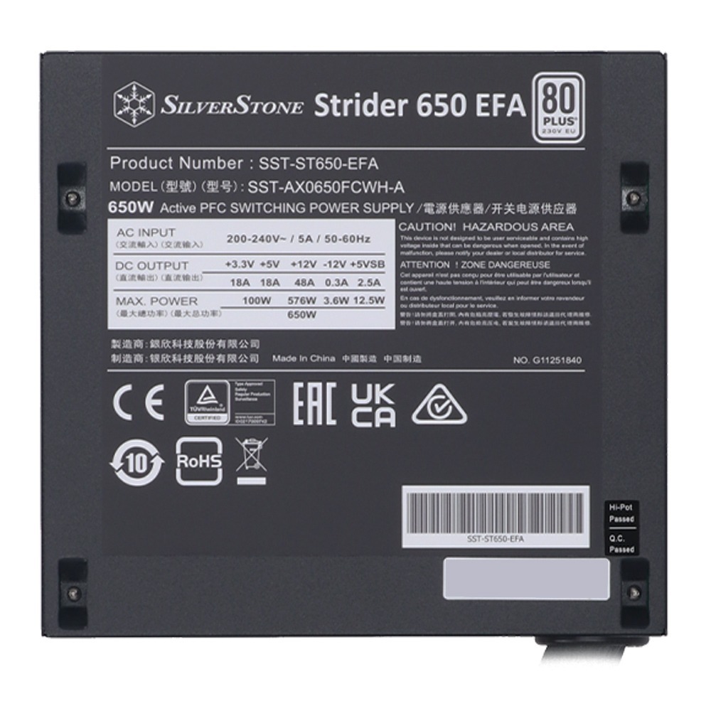 POWER SUPPLY (อุปกรณ์จ่ายไฟ) SILVERSTONE STRIDER 650 EFA - 650W 80 PLUS BLACK ATX - รูปที่ 4