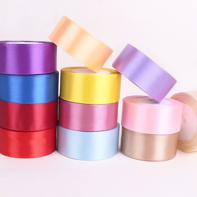 ABZ 4 ซม.ริบบิ้นผ้าซาติน ด้านเดียว 4cm ( 22 เมตร/ม้วน) ริบบิ้นตกแต่ง ของขวัญคริสต์มาส แฮนด์เมด