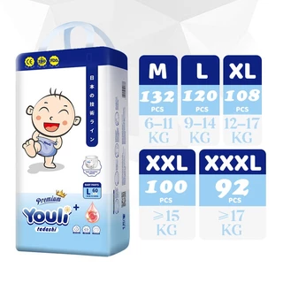 【ขายยกลัง】Youli แพมเพิส 2แพ็ค กางเกงผ้าอ้อม Baby Pants M-XXXL แพมเพิสเด็ก ผ้าอ้อมสําเร็จรูป ผ้าอ้อมเด็ก การดูดซึมน้ำสูง