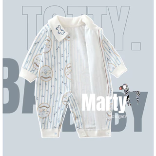 totty.apparel ชุดบอดี้สูทเด็กแรกเกิด ชุดนอนเด็กอ่อนสีฟ้าอ่อน แขนยาวขายาว รุ่น Marty (0203)