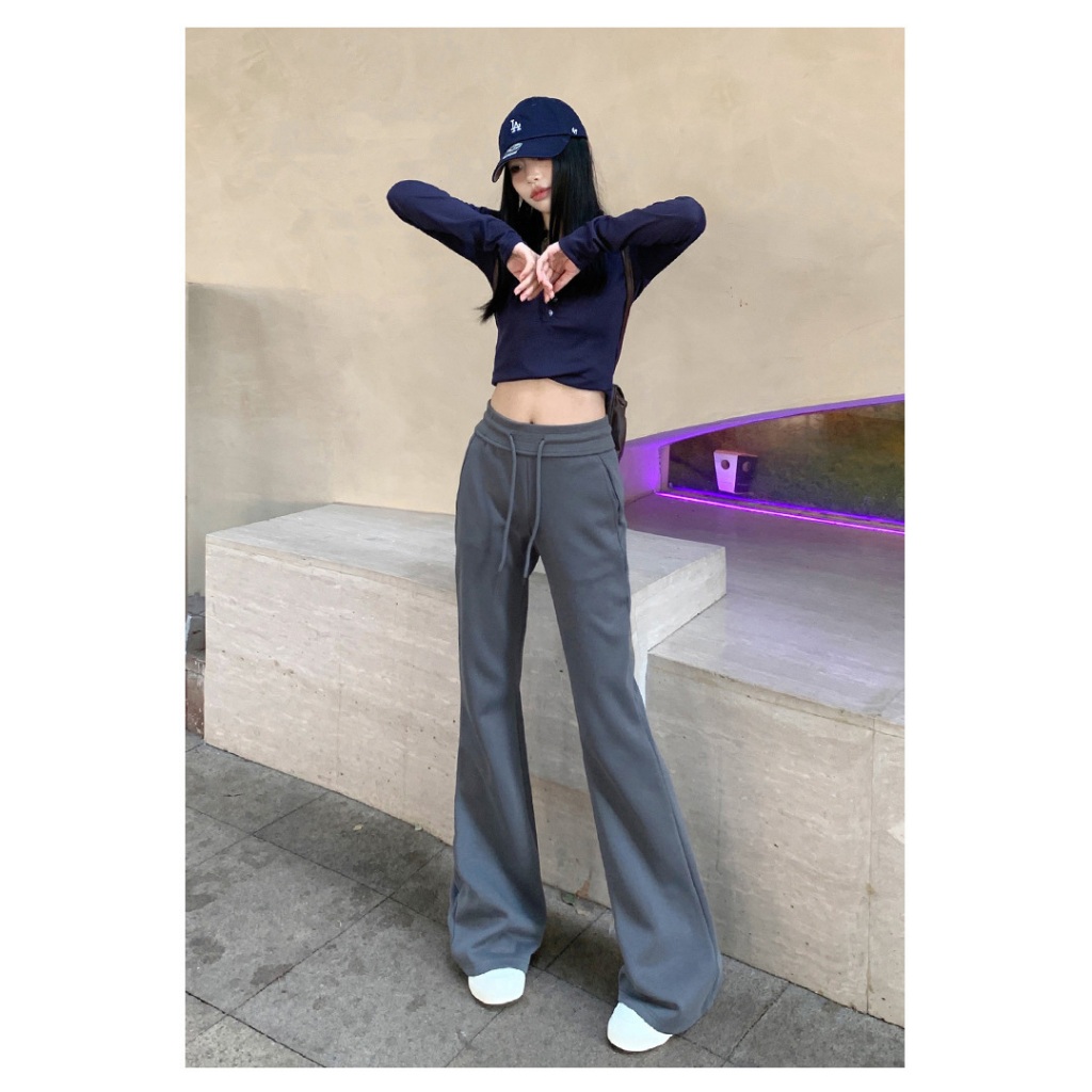 4สีให้เลือก กางเกงเอวสูงผู้หญิง กางเกงลำลอง กางเกงเอวบานเล็กน้อย ตรงปกผ้ายืดหยุ่นใส่สบายนุ่มมาก #F023 - รูปที่ 6