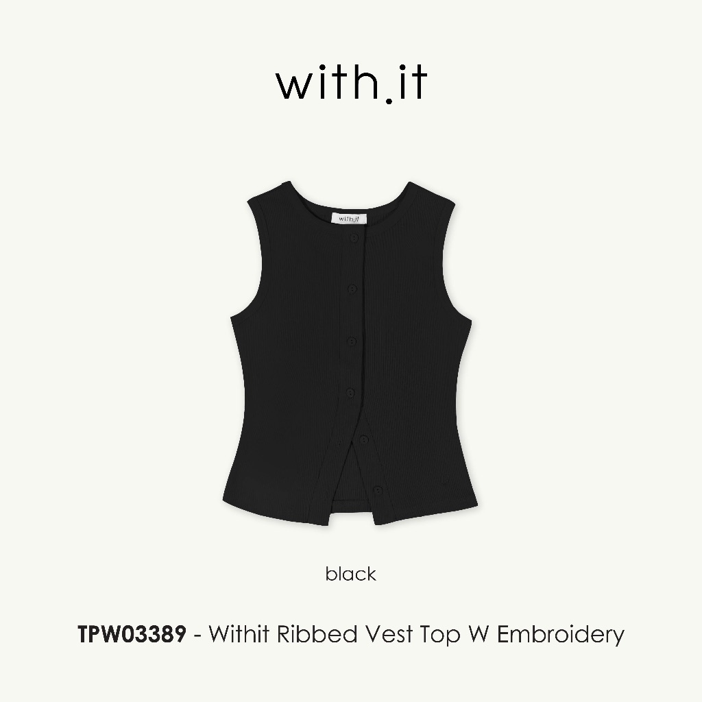 Withit ribbed vest top W embroidery เสื้อแขนกุด - TPW03389 - รูปที่ 4