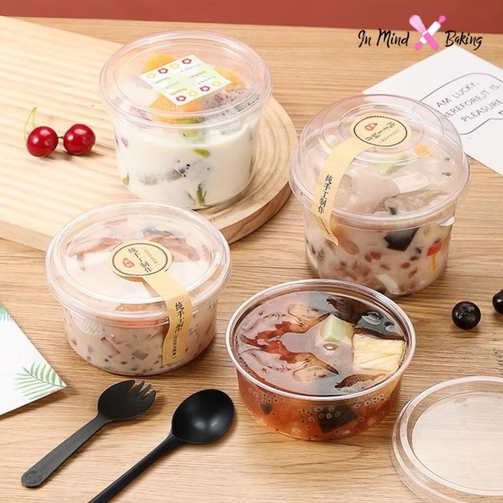 (ยกลัง 500 ใบ) ถ้วยกลมใส ถ้วยโยเกิร์ต ถ้วยพุดดิ้งฝาใส ถ้วยขนมพลาสติกฝาใส ขนาด รุ่น8/12/16ออนซ์(16 Oz (500ใบ))
