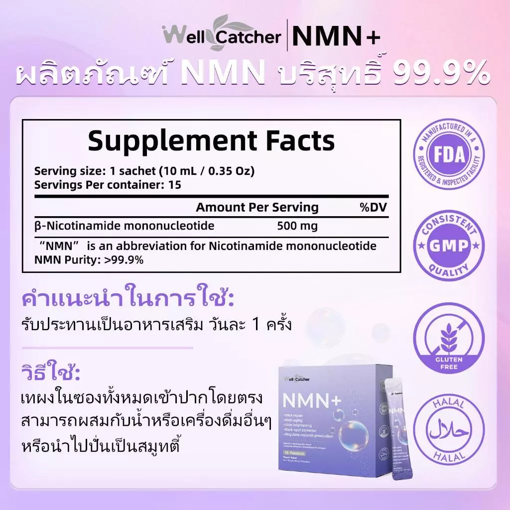 Wellcatcher NMNREV500 ผลิตภัณฑ์เสริมอาหาร thumbnail 5