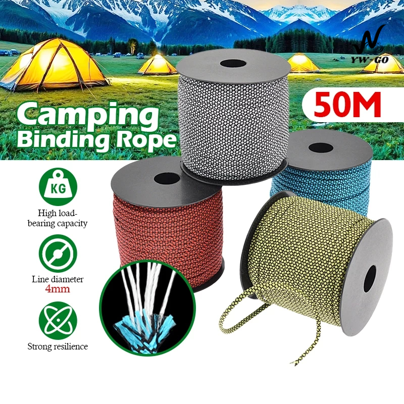 เชือกเต็นท์ เชือกปีนเขา 50 ม.x4 มม. สำหรับเดินป่า ตั้งแคมป์ ใช้ผูกเอนกประสงค์ รัดสิ่งของ (พร้อมส่งค่ะ) G3173