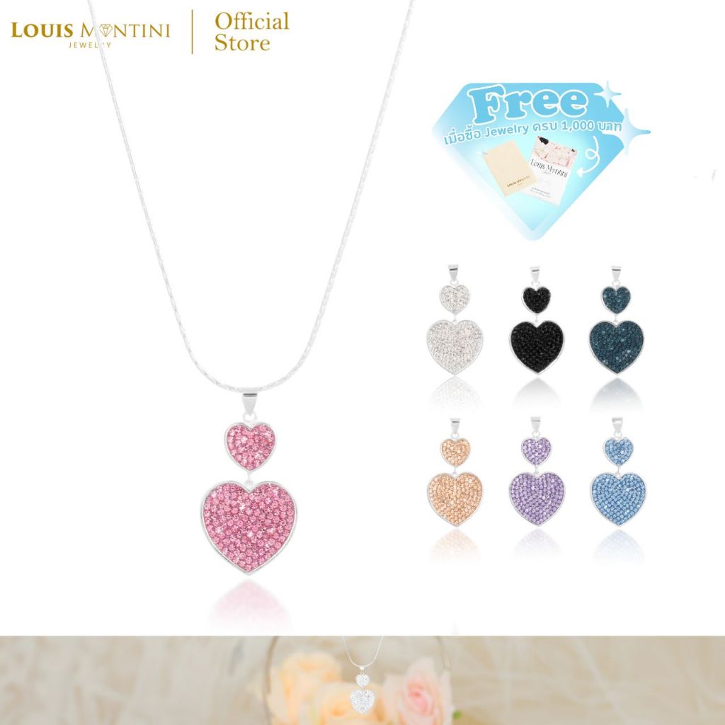 Louis Montini (Jewelry) Sterling Silver 925 Necklace สร้อยคอเงินแท้ 92.5% สร้อยคอผู้หญิง รูปหัวใจ LJNC13 ราคา ถูกที่สุด ดีลบีเคเค แกลเลอรีภาพที่ 2