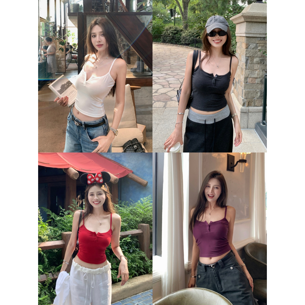 สายเดี่ยว เสื้อยืดแขนสั้น ใส่สบาย ใส่ไปเที่ยว เสื้อนมโต ทรงเข้ารูป #222399