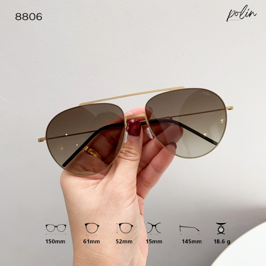Polin แว่นกันแดด รุ่น 8806 เนื้อวัสดุไทเทเนียมไนล้อน ยืดหยุ่น ไม่หัก เบา