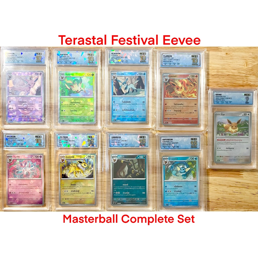 ORIGINAL Pokemon Masterball Complete Set Thai Graded SQC PSA 10 Terastal Festival Eevee Umbreon Vint