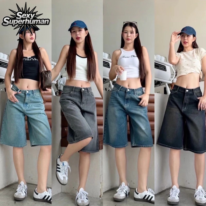 กางเกงยีนส์ผู้หญิง ขาสั้น 5ส่วน ผ้าไม่ยืด ยีนส์พรีเมียม ใส่ได้ทั้งเอวสูง เอวต่ำ