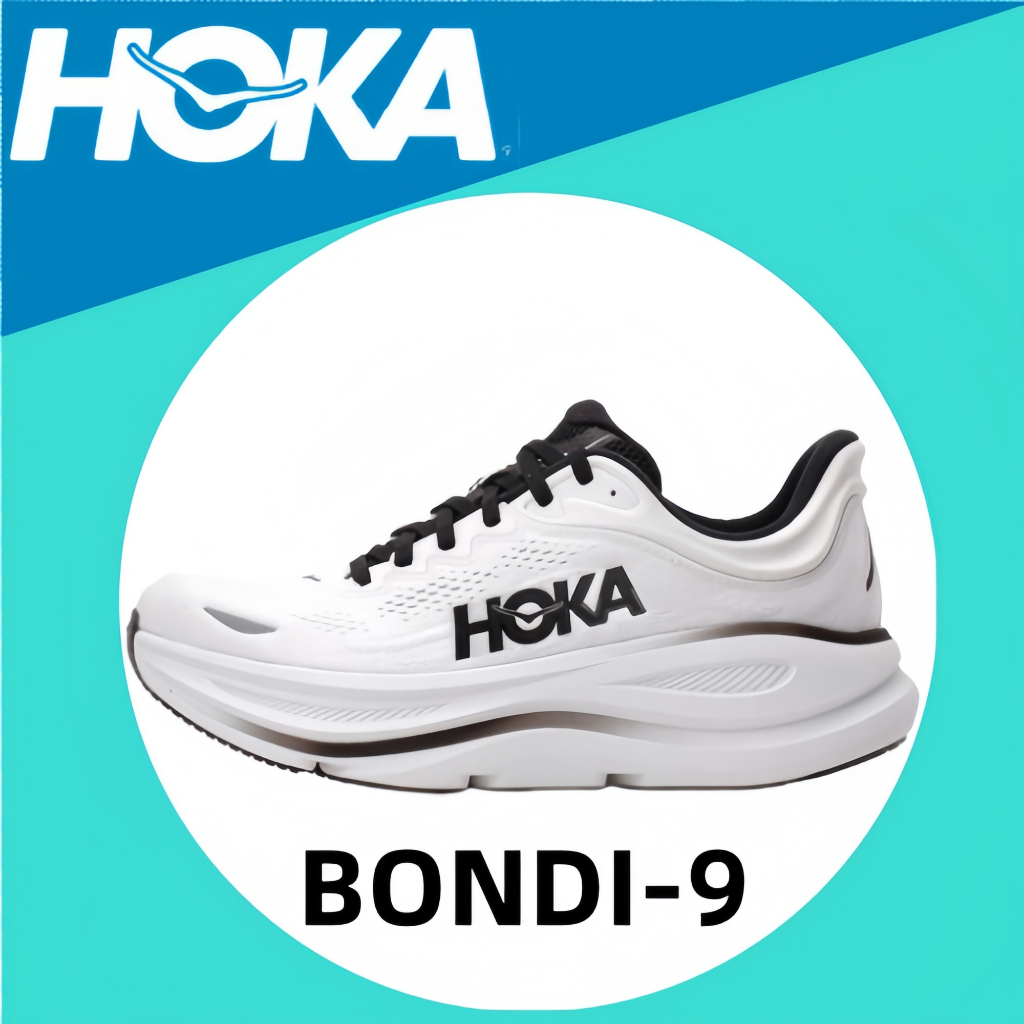 🔥100 % เป็นของแท้ 🔥 HOKA ONE ONE Bondi 9  1162011-WBLC Casual shoes Running shoes Sports shoes
