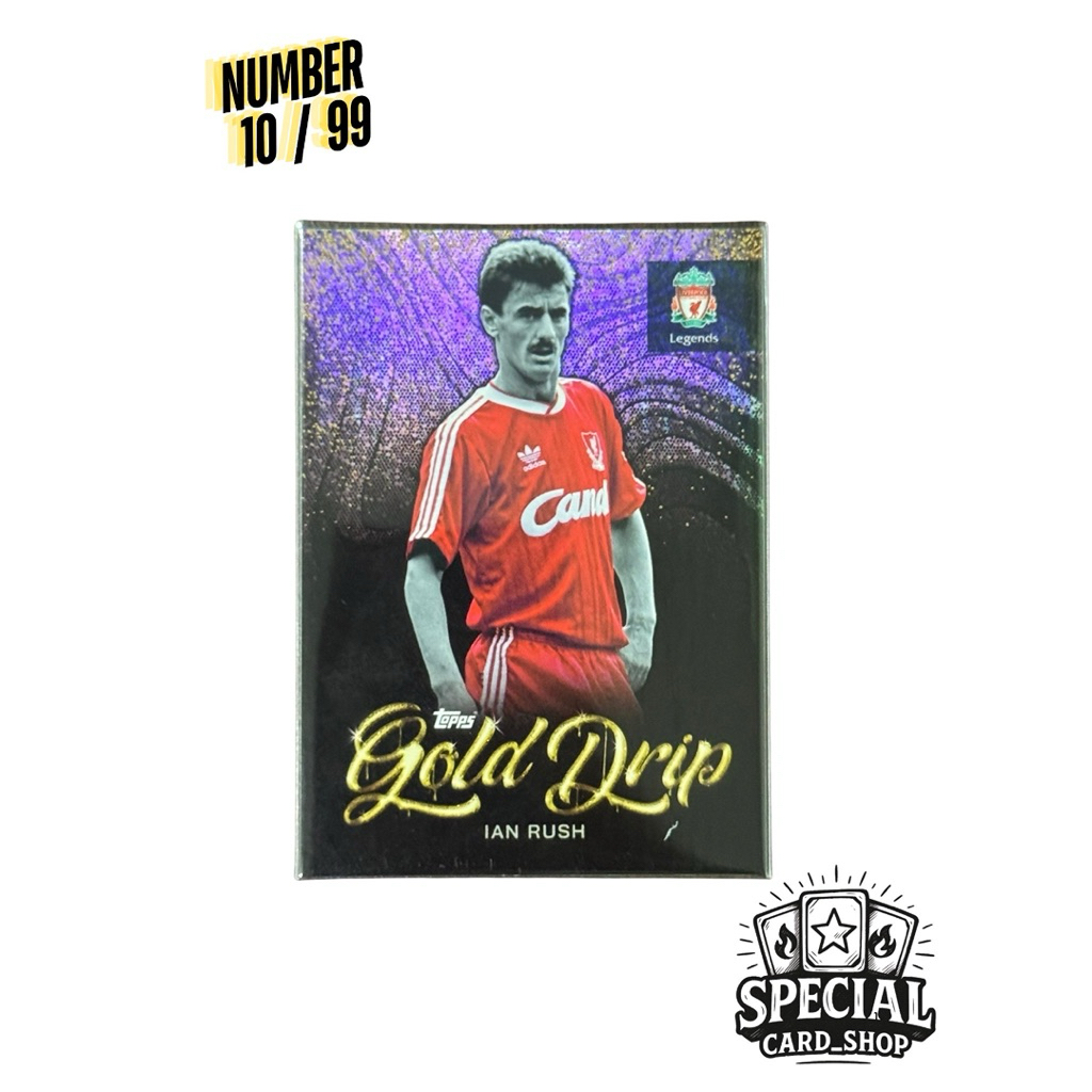 การ์ดสะสม การ์ดฟุตบอลลิเวอร์พลู IAN RUSH ตำนานลิเวอร์พูล รันนัมเบอร์ 10 / 99 ลิขสิทธิ์แท้ Topps ( มี