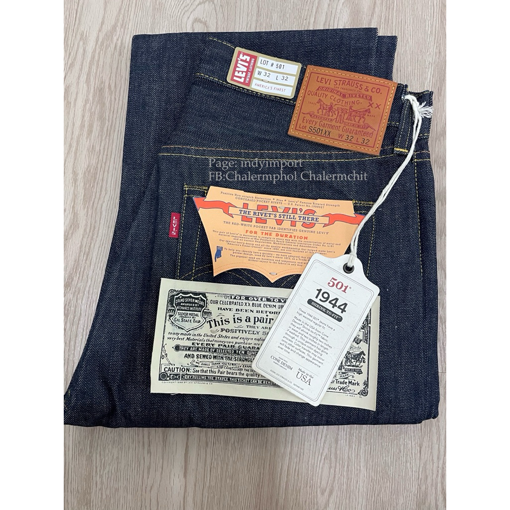 Levis 501bigE LVC 1944 Size32x32 made in usa (เป๋าลาย)