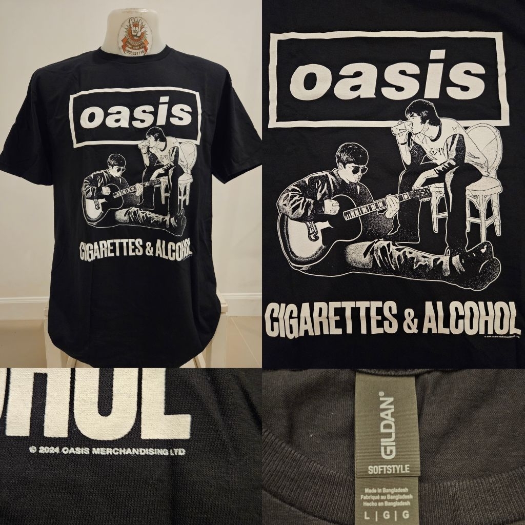 เสื้อวง Oasis (โอเอซิส)  เสื้อวงงานลิขสิทธิ์แท้ นำเข้า-UK สินค้ามือ1 ป้ายGildan ของแท้ ราคา ถูกที่สุด ดีลบีเคเค