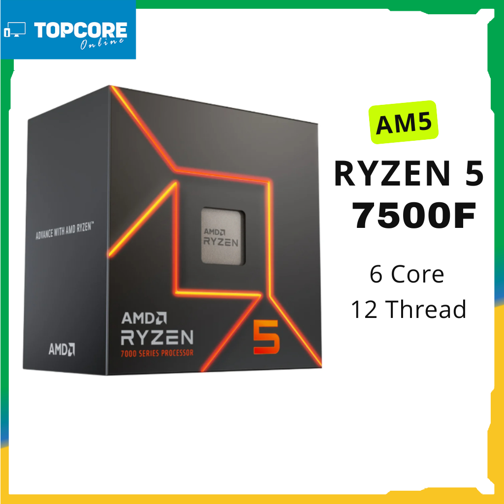 CPU (ซีพียู) AMD RYZEN 5 7500F - 6C 12T 3.7-5.0GHz (AMD SOCKET AM5) Original BOX
