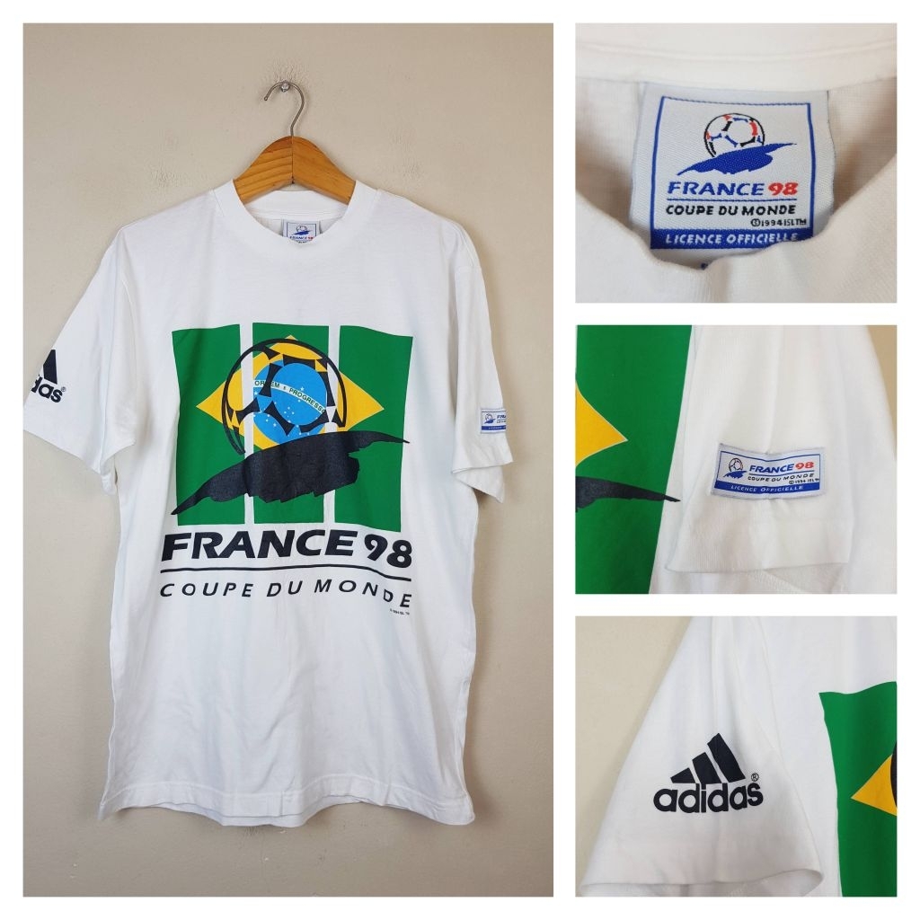 ADIDAS FRANCE 98 Official World Cup Souvenir 100% Cotton Short Sleeves T-Shirt