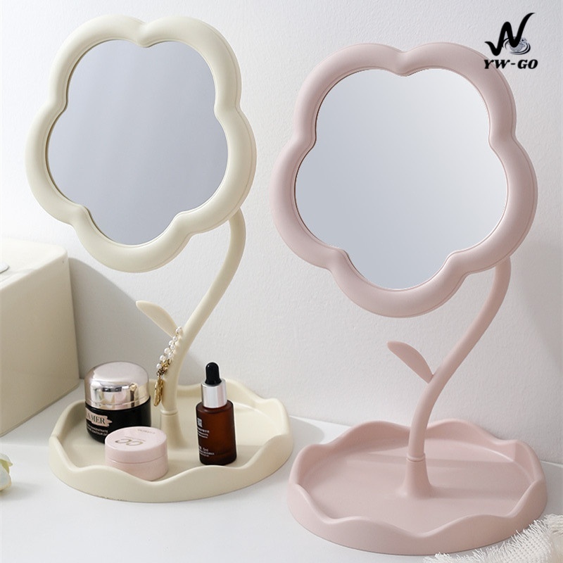 กระจกดอกไม้ตั้งโต๊ะ กระจกตั้งโต๊ะ กระจกแต่งหน้า ใช้แต่งหน้า (พร้อมส่ง) G3256