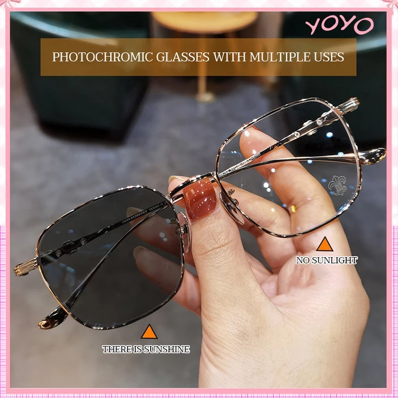 👓แว่นตาแฟชั่น👓 0°~400° แว่นตาสายตาสั้น แว่นป้องกันแสงสีฟ้า กรอบโลหะ กรอบแว่นทรงกลม แว่นตาผู้หญิงสไตล์เกาหลี