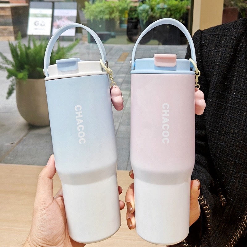 กระบอกน้ำเก็บอุณหภูมิ Rainbow cup แก้วน้ำสเเตส 304 แก้วน้ำ ทัมเลอร์ พร้อมกล่อง และพวงกุญแจห้อยแก้ว