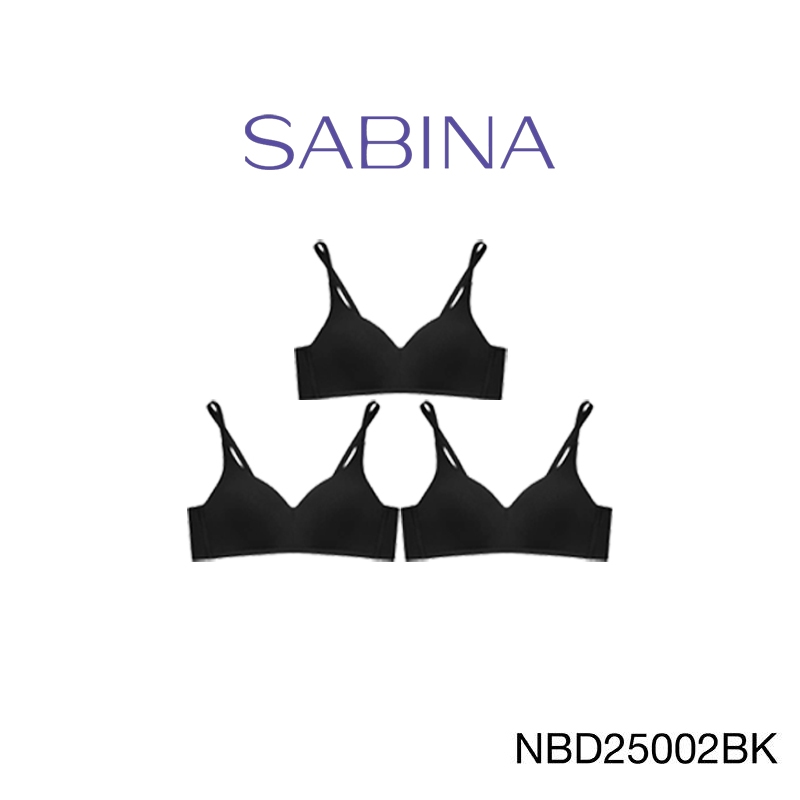 Sabina เสื้อชั้นใน (Set 3 ชิ้น) [Online Exclusive] Perfect Bra Level 1 ไร้โครง รหัส NBD25002BK - สีดำ