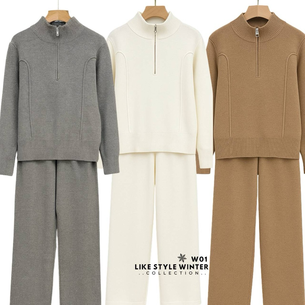 AIRPORTLOOK ไหมพรมคอซิป W01