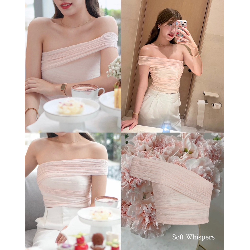 พร้อมส่ง‼️ฟรีไซส์ รุ่น Soft whisper ปาดไหล่ข้างผ้าลูกไม้นุ่มละมุน| Lulul เสื้อปาดไหล่ข้างผ้าลูกไม้🌸