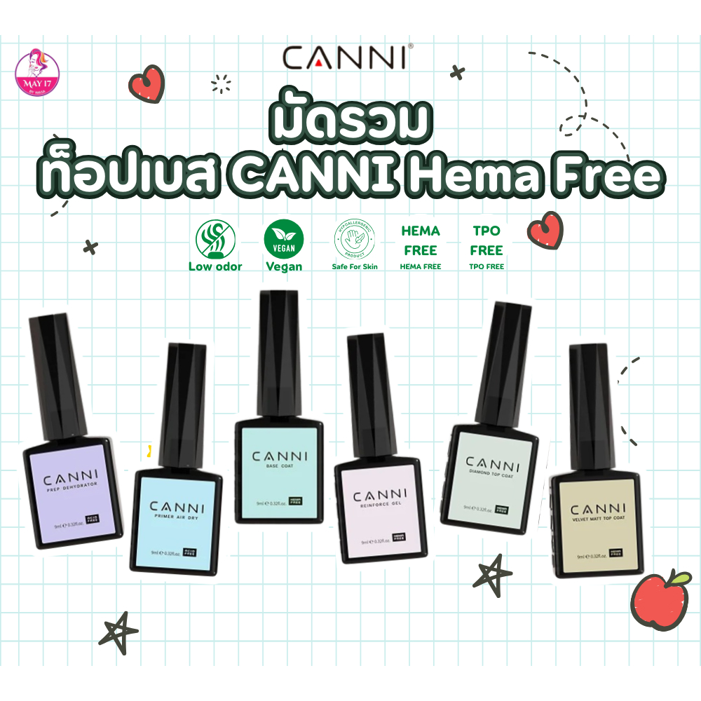 Canni Hema Free เบส ท็อป กาวเจล แคนนิ เนื้อเกรดเอ ขนาด 9ml.
