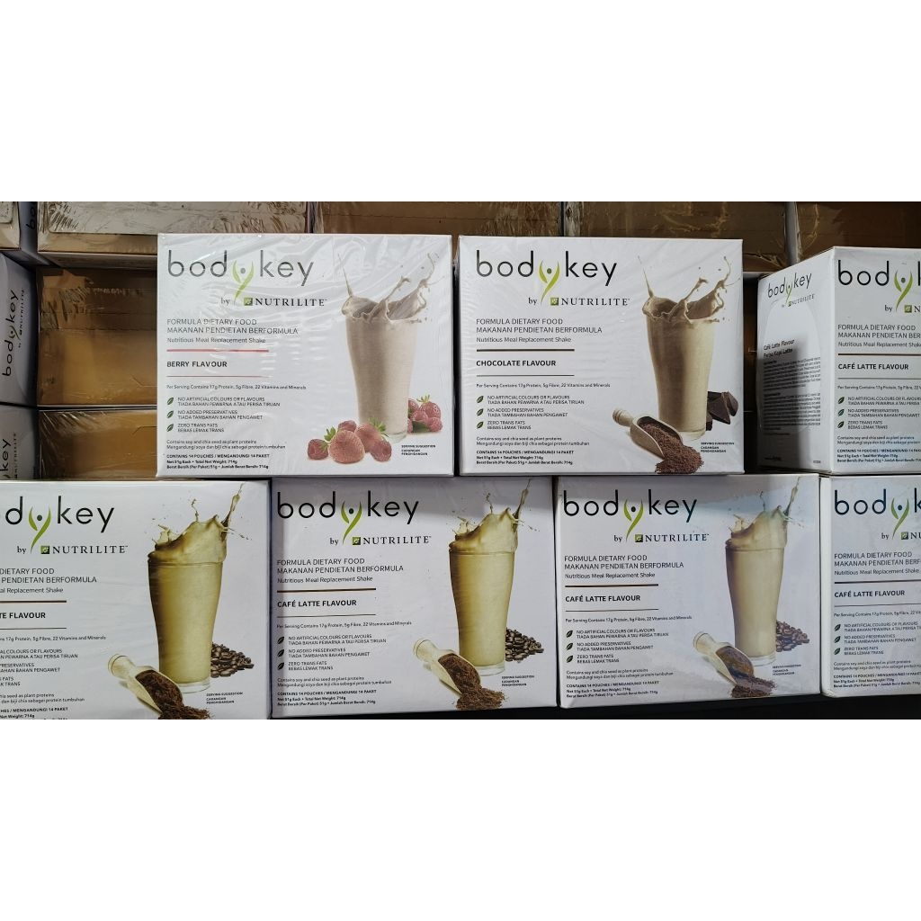 ของแท้ 100% Amway bodykey by Nutriliteแทนมื้ออาหาร (1ก่อง14ซอง) 3 รสชาติ BERRY/CHOCOLATE/CAFE LATTE