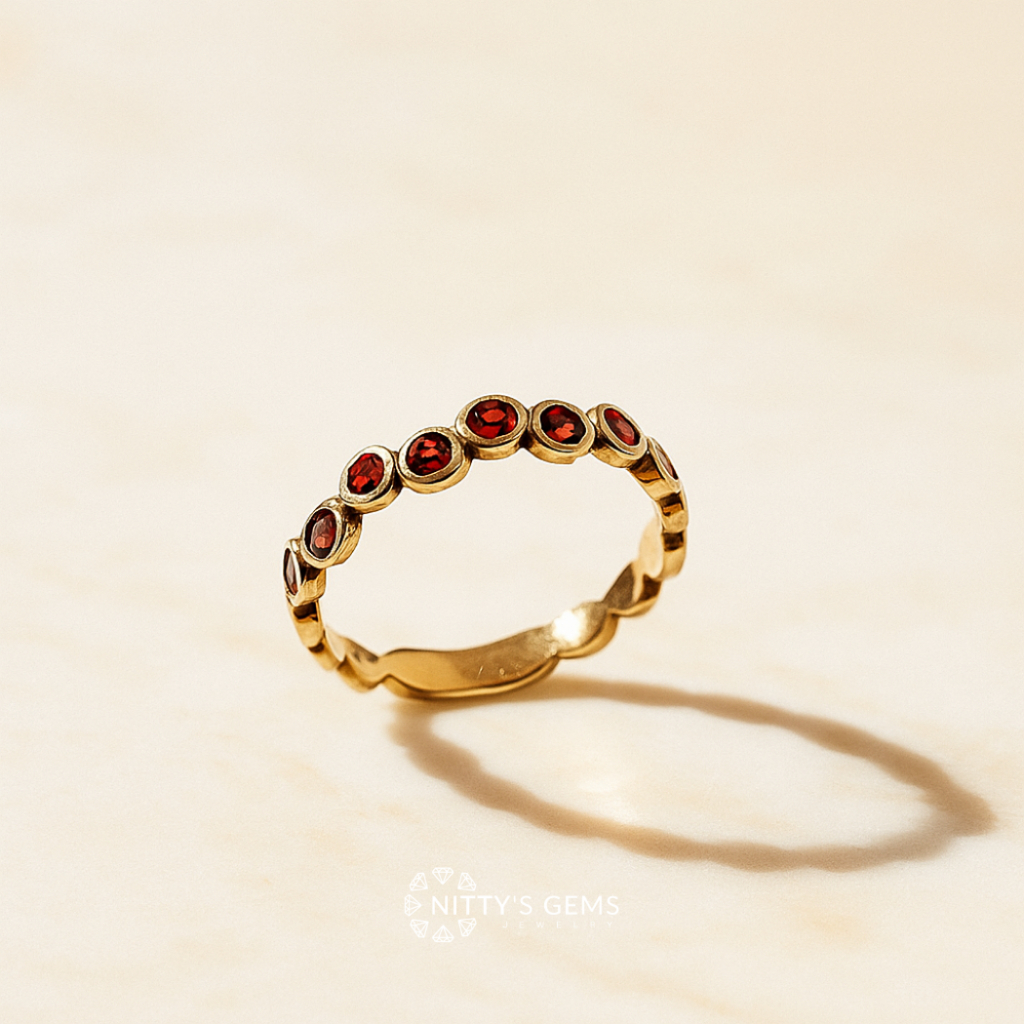 Nitty's Gems | แหวนเงิน925 พลอยโกเมน ชุบทอง 18K