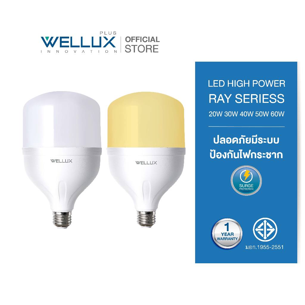 WELLUX หลอดไฟกำลังวัตต์สูง 20W 30W 40W 50W 60W แสงขาว แสงวอร์ม LED High Power ขั้วE27