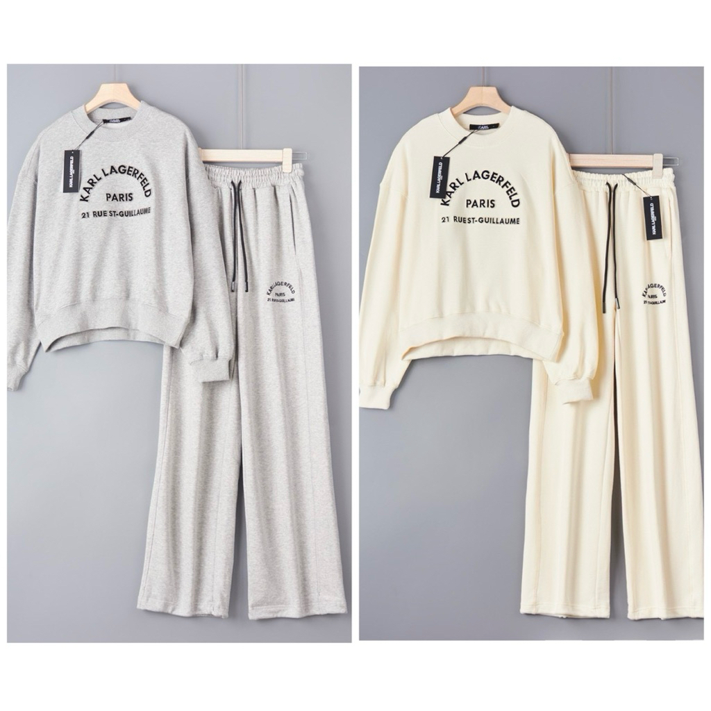ชุดเซ็ท KARL Lagerfeld Sweatshirt Set : Airport look สวยๆ  ใส่สบาย มี 2 สี เทา / ครีม