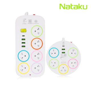 Nataku ปลั๊กไฟ 3 ตา รางปลั๊กไฟ สวิตซ์เปิด ปิดแยก ช่อง USB 2ช่อง สายยาว 2เมตร 4เมตร มี มอก. รับรอง