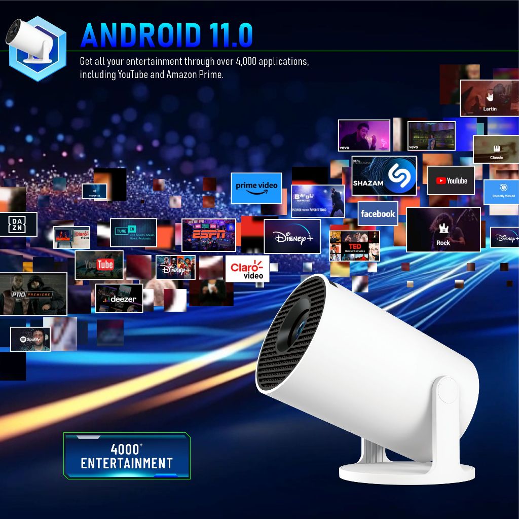 HY300 PRO+ โปรเจ็กเตอร์อัจฉริยะ 4K Android 13.0 1080P Ultra HD WIFI บลูทูธ โปรเจ็กเตอร์โฮมเธียเตอร์ ราคา ถูกที่สุด ดีลบีเคเค แกลเลอรีภาพที่ 2