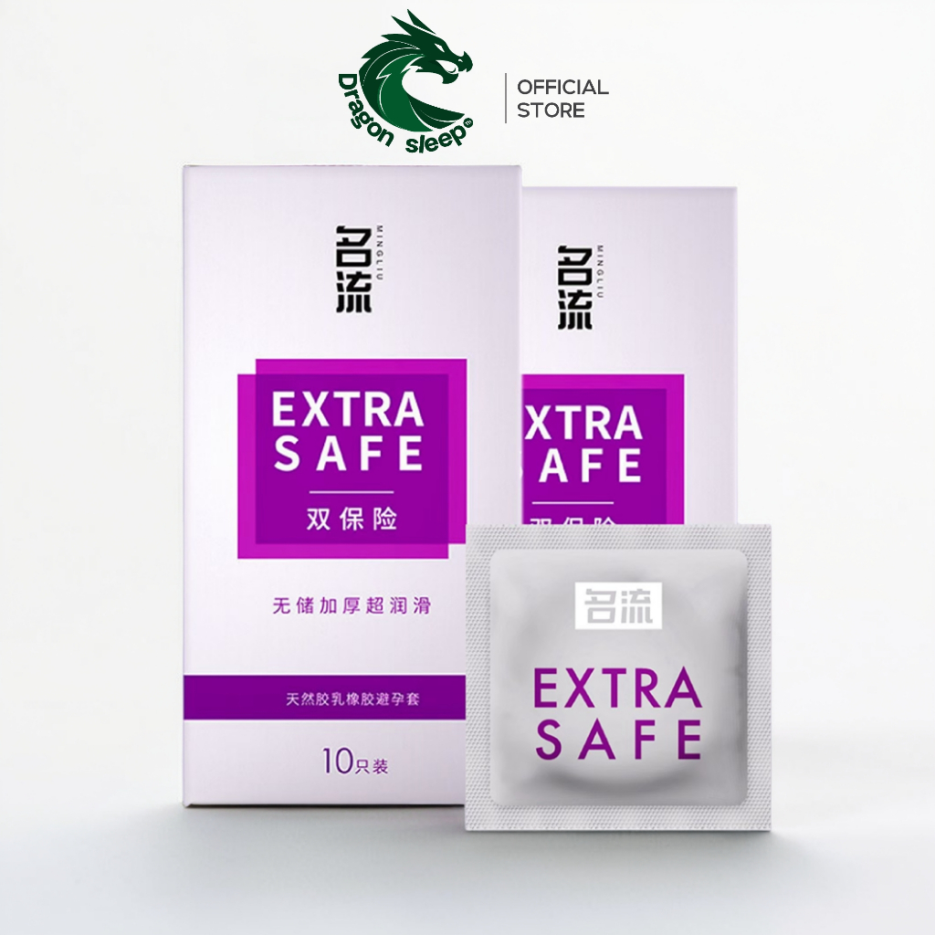 MINGLIU ถุงยาง รุ่น EXTRA SAFE X2 ถุงยาง 2 ชั้น เพิ่มน้ำหล่อลื่น 2เท่า บางมากกว่า0.01 10-30% ไซส์ 52